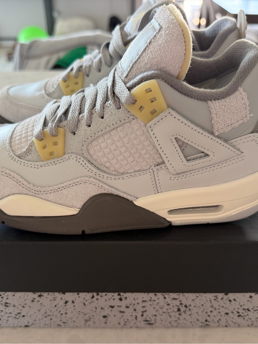 Jordan Kids Sneakers in Light Gray with Cream and Yellow Accents